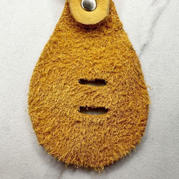 Soft Yellow Leather Keychain Keyring - Picture 8 of 8